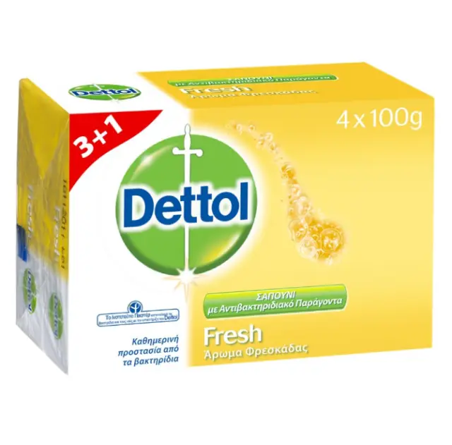 DETTOL Fresh Σαπούνι με Άρωμα Φρεσκάδας 4x100g [ΠΡΟΣΦΟΡΑ 3+1 ΔΩΡΟ]