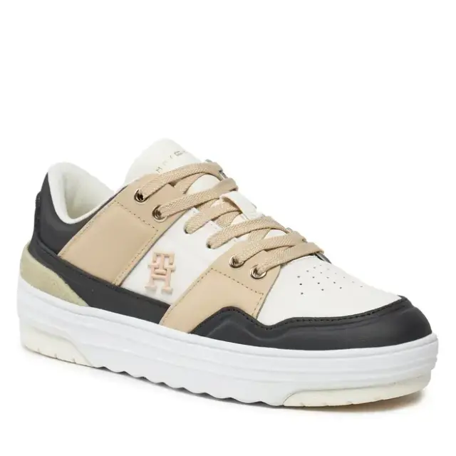 Tommy Hilfiger - Δερμάτινα Γυναικεία Sneakers Th Monogram Basket Sneaker Lo FW0FW07756-AES Μπεζ 2