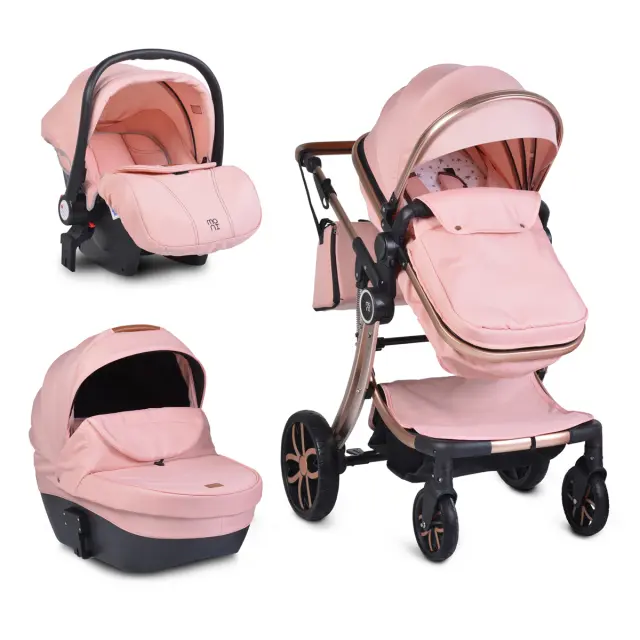 MONI - Baby stroller Polly 3 in 1 pink - 3800146235666