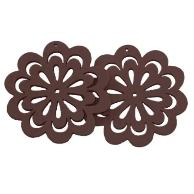 Ξύλινο Διακοσμητικό 50mm Peonies Dark Chocolate - 20τεμ
