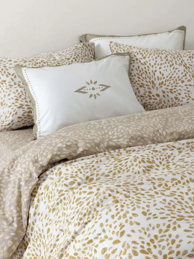 Σετ Σεντόνια 170x260 Μονά Nima Kalif White-Beige 100% βαμβακερόΧωρίς Λάστιχο 2