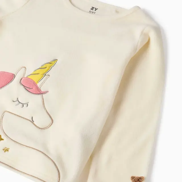 Zippy Fleece Πιτζάμα σε Εκρού και Ροζ για Κορίτσι 3