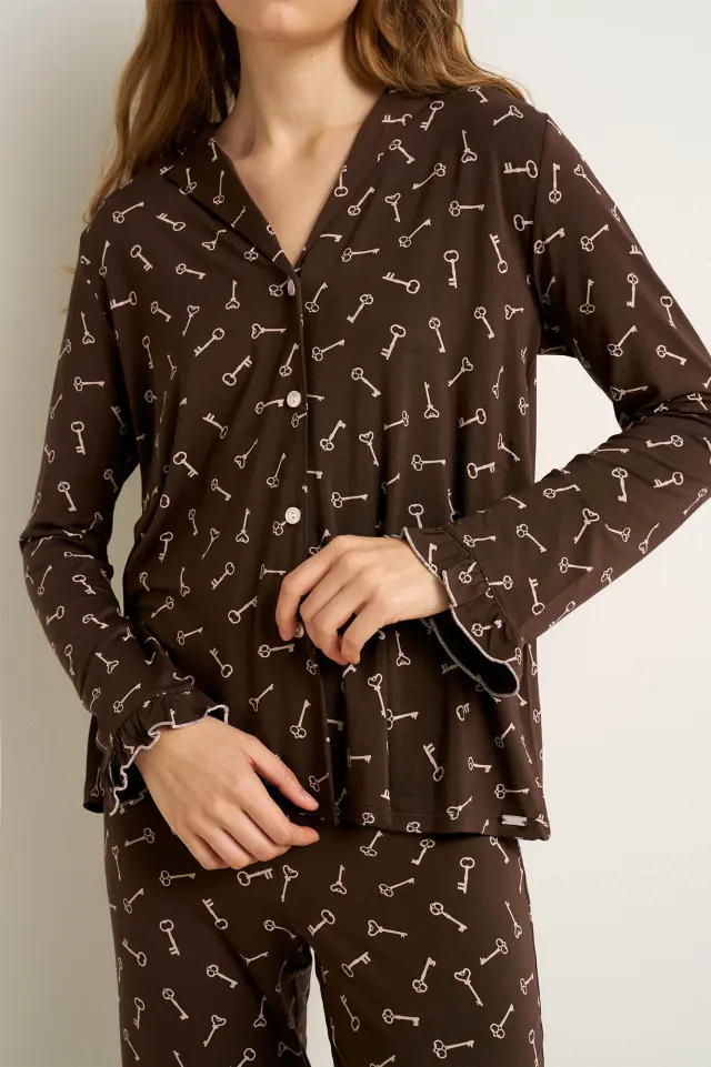 Vamp Γυναικεία Πιτζάμα Micromodal Σεμιζιέ Brown Muse 2