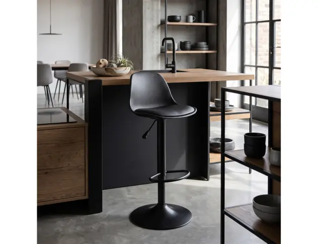 Σκαμπό μπαρ Isak Home Deco Factory με ρυθμιζόμενο ύψος και διαστάσεις 41.5x38x83cm/104cm - Black HD6215