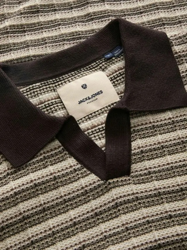 JPRBLUJACKSON KNIT STRUCTURE SPLIT NECK Rain Drum - XXL 2