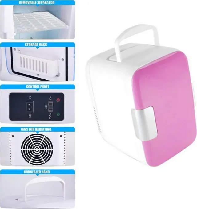 Mini Fridge Ηλεκτρικό Φορητό Ψυγείο 12V Pink 4lt 2