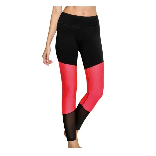 Minerva Γυναικείο Κολάν Gymwear Fluo, Χρώμα Μαύρο-Κόκκινο - L