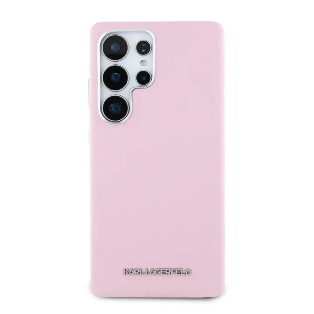 Karl Lagerfeld PU Saffiano Metal Logo and Frame Case for Samsung Galaxy S25 Ultra Pink 3