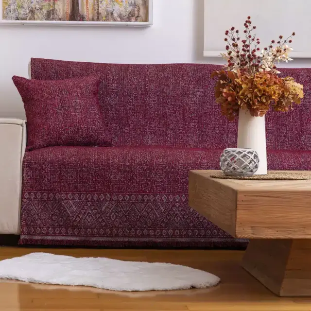 Ριχτάρι Σενίλ Τριθέσιο Terra Borea Home Textiles - Μπεζ - 180 x 300 cm 2
