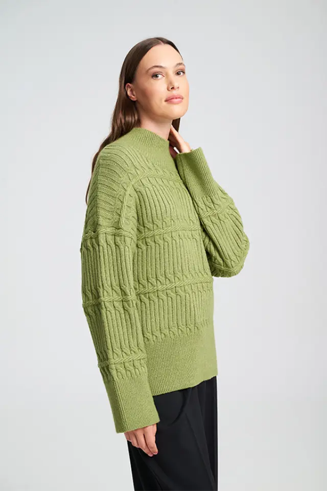 Ζεστό Πλεκτό με Πλέξη Cable OVADIA SWEATER - XS