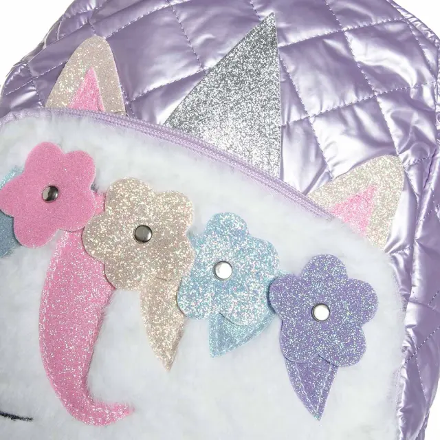 Τσαντάκι πλάτης μονόκερος καπιτονέ με glitter 2