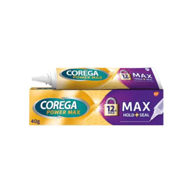Corega Max Hold+Seal, Στερεωτική Κρέμα Τεχνητής Οδοντοστοιχίας για την προστασία από την Εισχώρηση των Τροφών, 40gr