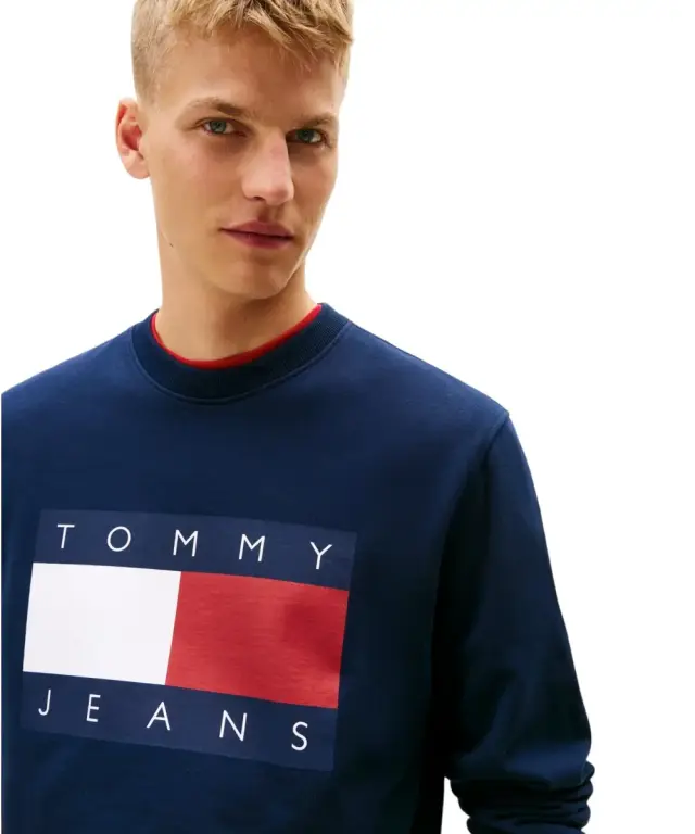Tommy Hilfiger - Ανδρικό Φούτερ Big Flag Regular Fit DM0DM22643-C1G Μπλε Σκούρο 2