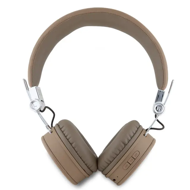 Guess PU Grained Triangle Logo ENC Wireless Headphone Brown 3