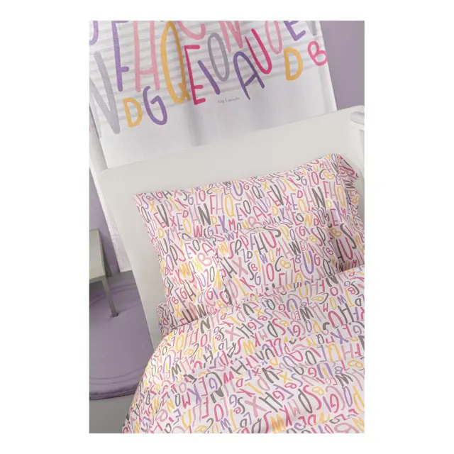 Σετ Σεντόνια Κούνιας 3 Τεμαχίων Guy Laroche Letters Pink 115x170 3