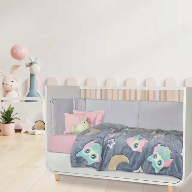 Κουβέρτα Κούνιας 110x150 280gsm Fleece Relax Das Home 4864 Γκρι-Κίτρινο-Ροζ 100% Πολυέστερ