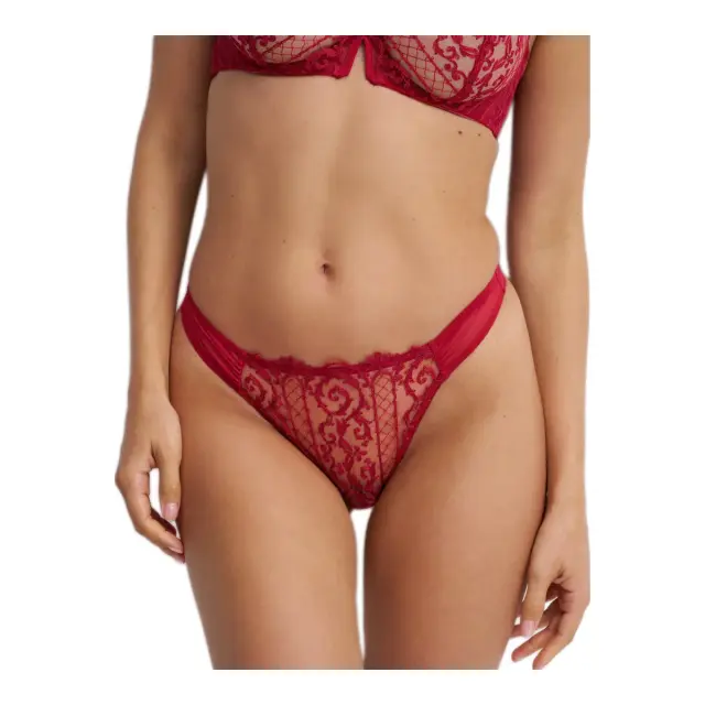 Luna Γυναικείο String με Δαντέλα Flirt, Χρώμα Wine Red