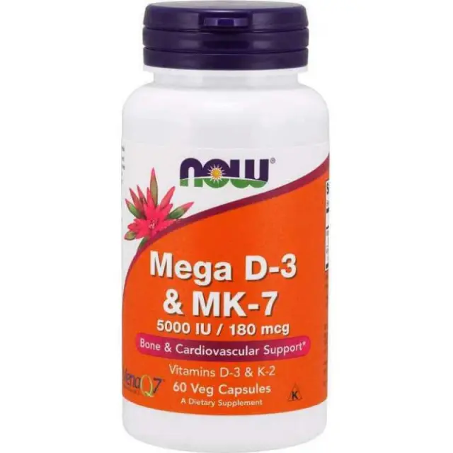 NOW Mega D3 5000 IU & MK-7 180 mcg 60 Φυτικές Κάψουλες