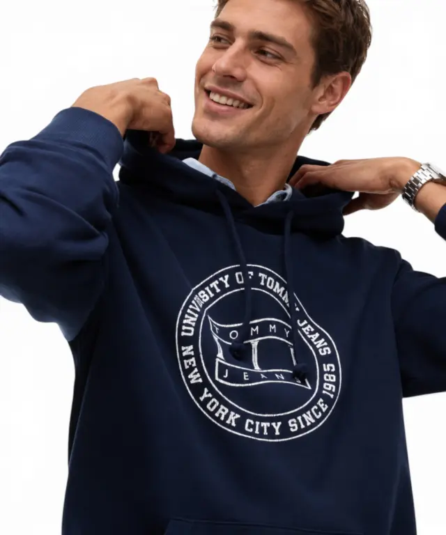 Tommy Hilfiger - Ανδρικό Φούτερ Graphic Terry Drawstring Regular Fit DM0DM23579-C1G Μπλε Σκούρο 3