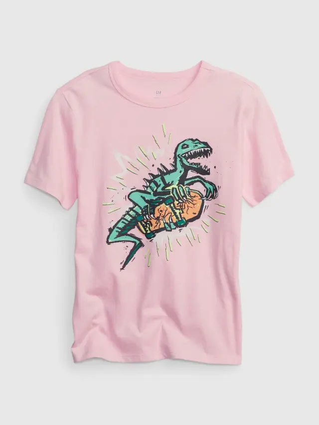 Ροζ Παιδική 100% Οργανικό Βαμβάκι Graphic Μπλούζα OLD SCHOOL PINK - XL