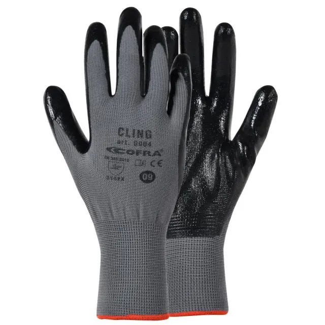 Γάντια Νιτριλίου Cofra Cling grey/black - 8 (M)