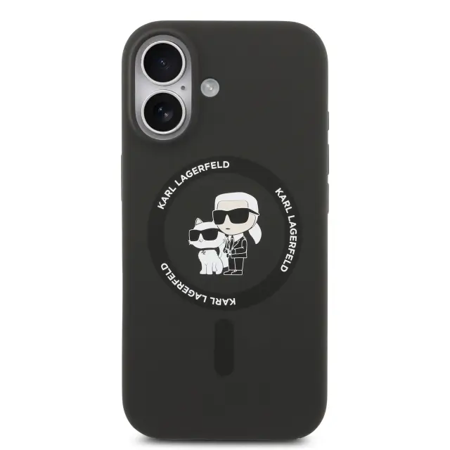 Karl Lagerfeld Liquid Silicone Karl and Choupette MagSafe Case for iPhone 17 Black 3