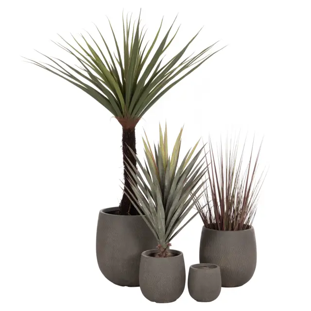 Σετ 4τμχ γλάστρες στρογγυλές Gardener Fiberclay Γκριζοπρασινο Φ52x55 εκ