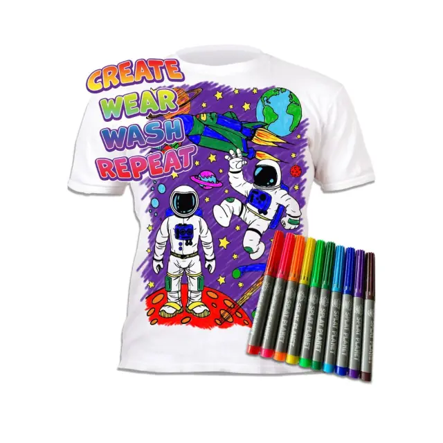Splat Planet Πλενόμενο t-Shirt Ζωγραφικής με Μαρκαδόρους: Space (7-8 ετών) 3