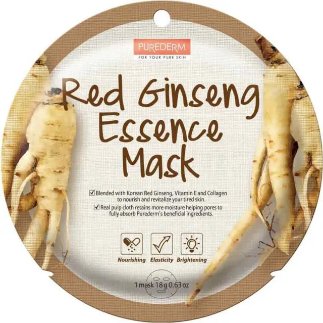 Purederm Red Ginseng Essence Mask Sheet Μάσκα Προσώπου Με Κόκκινο Τζίνσενγκ 18g