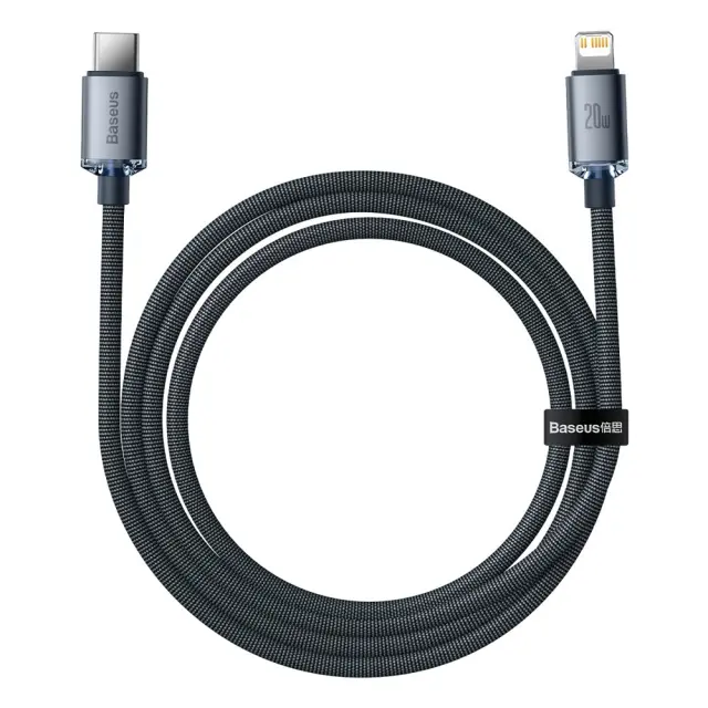 Baseus Crystal Shine cable USB-C to Lightning, 20W, PD, 2m Black (CAJY000301) (BASCAJY000301) 2