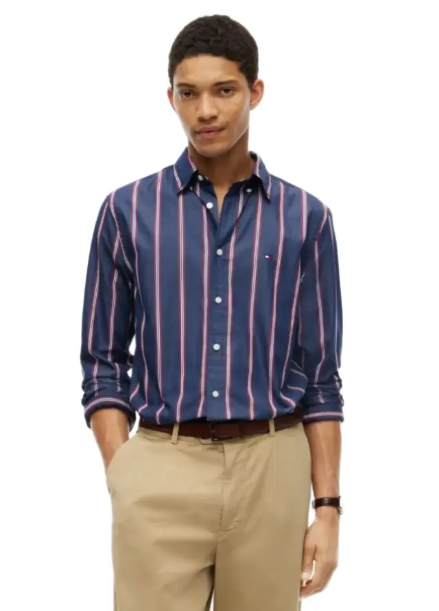 Tommy Hilfiger ανδρικό ριγέ πουκάμισο ποπλίνας MW0MW44588-1