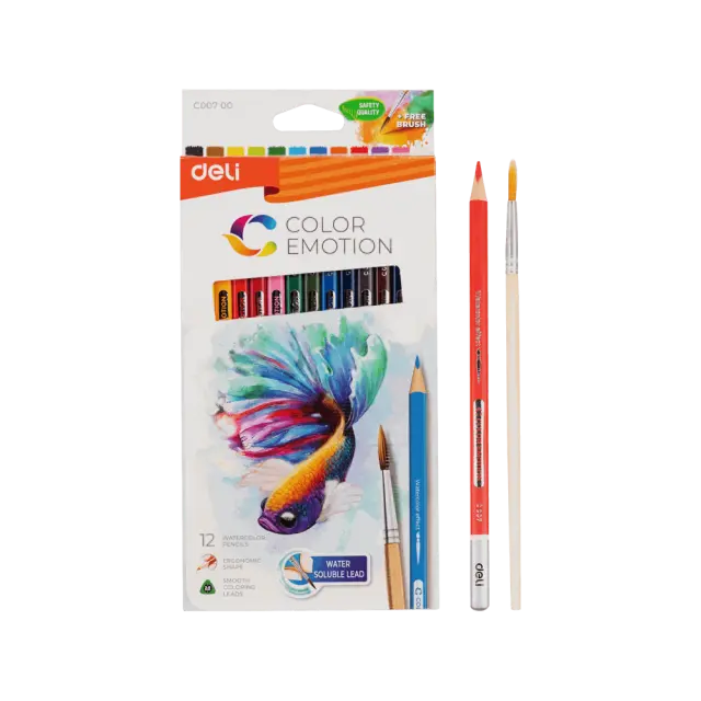 Deli Color Emotion Ξυλομπογιές Ακουαρέλας 12 Χρώματα & Πινέλο 309471