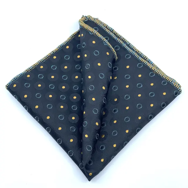 Γραβάτα Microfiber σε Μαύρο Μοτίβο Σετ με Μαντηλάκι 3
