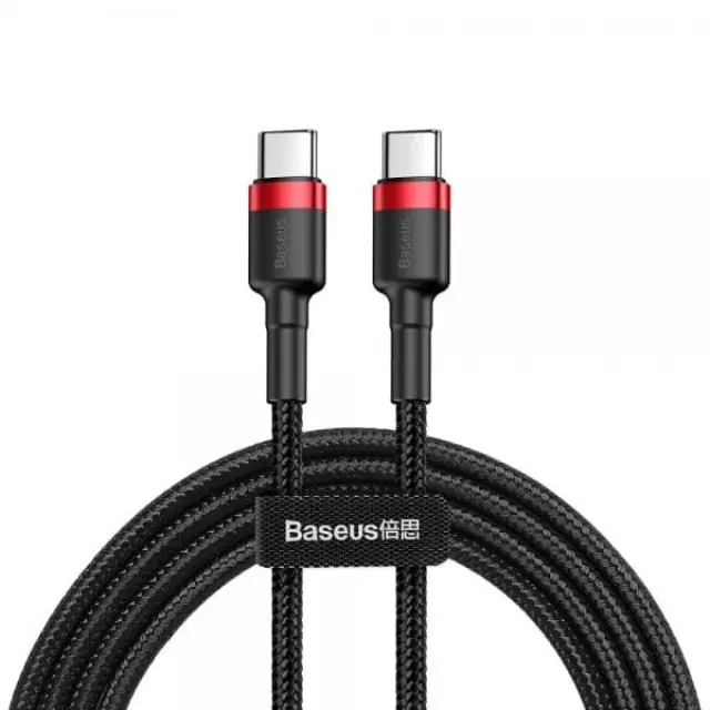 Baseus Cafule Braided USB 2.0 Cable USB-C male - USB-C male Μαύρο 1m (CATKLF-G91) (BASCATKLFG91)