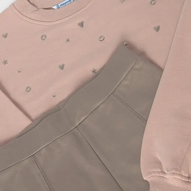 Mayoral Σετ Φούτερ Fleece Κολάν Καφέ Ανοιχτό για Κορίτσι 2