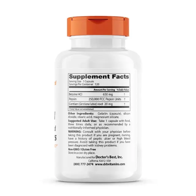 Doctor's Best Betaine HCL Pepsin & Gentian Bitters 2