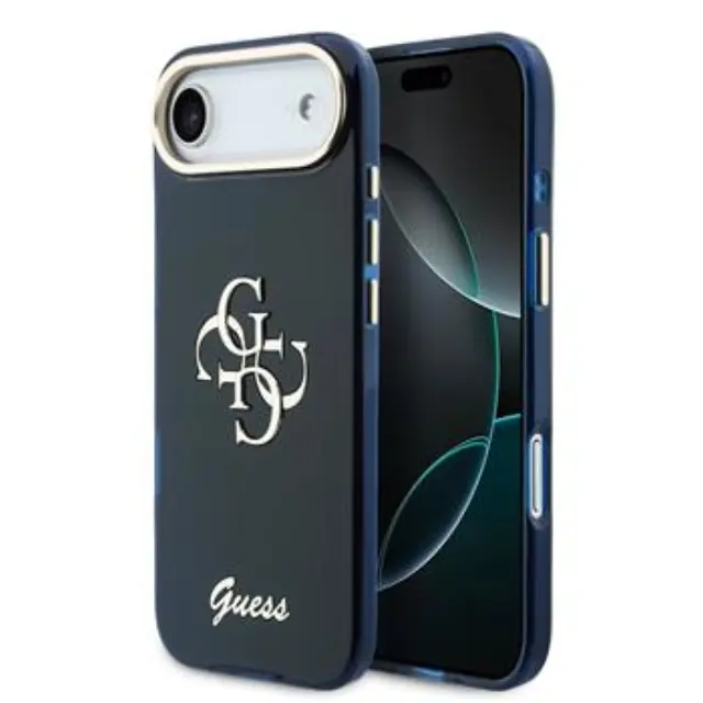 Guess IML 4G Script Metal Logo Case for iPhone Air Blue