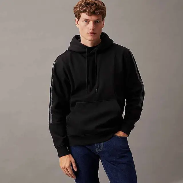Calvin Klein - Ανδρικό Φούτερ Logo Tape Regular Fit J30J325632-BEH Μαύρο - XL
