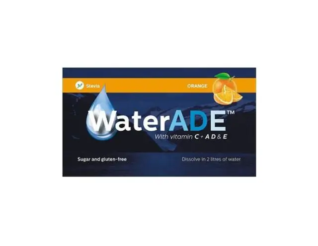 WaterADE Orange with Vitamin C, AD & E Βιταμινούχος Χυμός σε Σκόνη με Γεύση Πορτοκάλι που Διαλύεται στο Νερό, 10gr