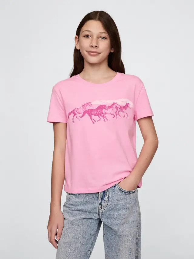 Ροζ Παιδική Relaxed Graphic Μπλούζα Parisian pink