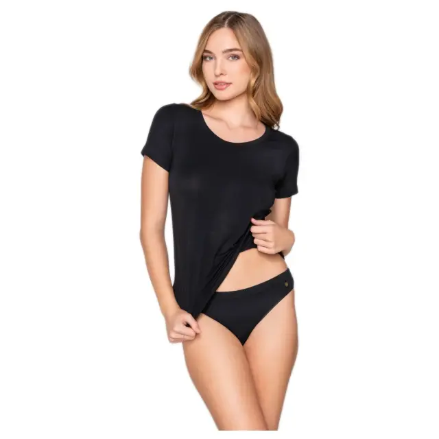 Luna Γυναικείο T-shirt Micro Touch Comfort, Χρώμα Μαύρο 3