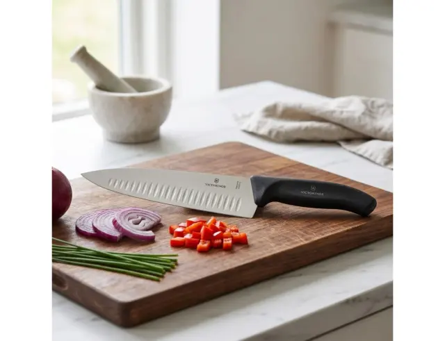 Μαχαίρι σεφ Victorinox Swiss Classic με αυλακώσεις και μήκος λεπίδας 20cm - Black6.8083.20B