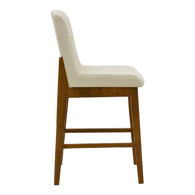 Σκαμπό μπαρ Dalby pakoworld καρυδί rubberwood και εκρού ύφασμα 50x45x102,5εκ | Συσκευασία 2 τμχ 3