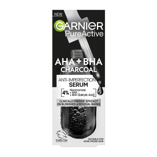 Garnier Ορός Κατά Των Ατελειών, 4% Νιασιναμίδη, Aha +Bha Με Άνθρακα 30ml