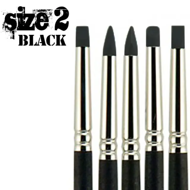 Πινέλα Σιλικόνης No2 - Black Σκληρά (Firm), Σετ 5 τεμ.