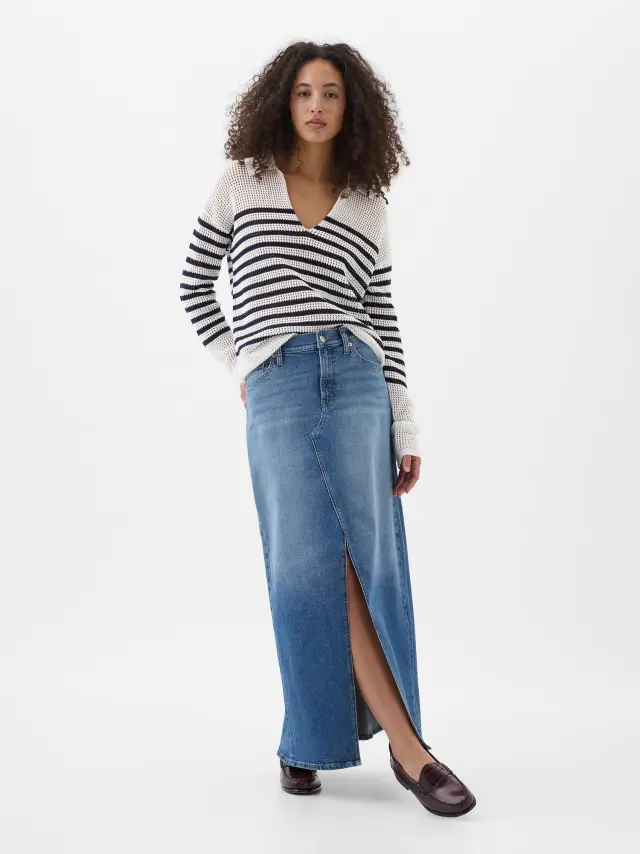 Μπλε Denim Maxi Φούστα με Washwell medium wash