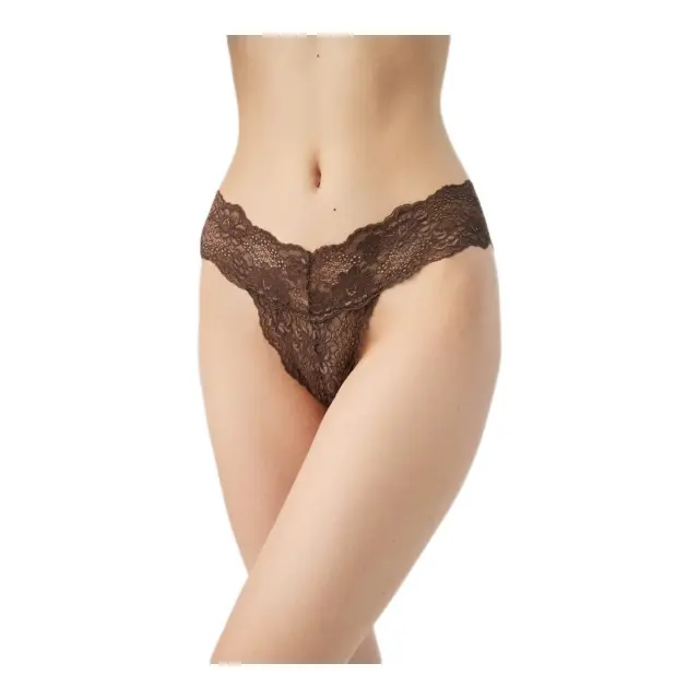 Minerva Γυναικείο String με Δαντέλα Hazel, Χρώμα Σκούρο Καφέ