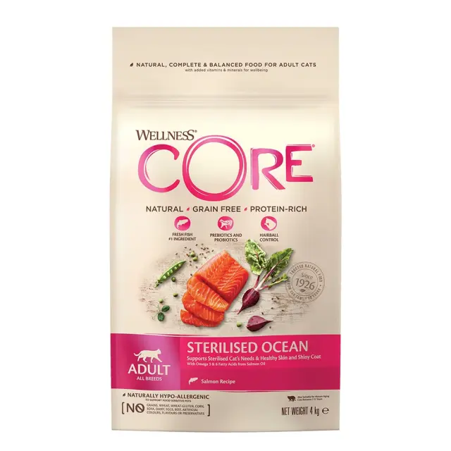 Wellness Core Sterilised Ocean Ξηρά Τροφή Γάτας με Σολομό Χωρίς Σιτηρά 4kg 2