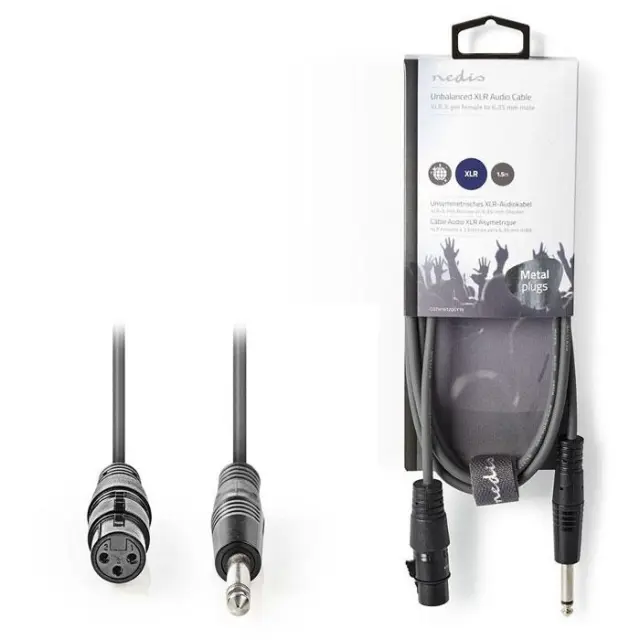 Καλώδιο 3-Pin XLR θηλ. σε 6.35mm αρσ., 1.5m σε γκρι χρώμα.