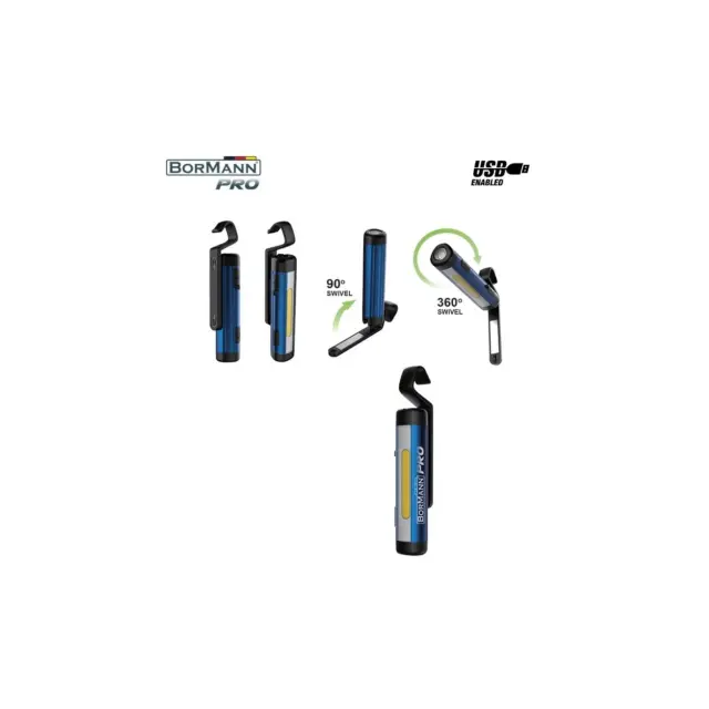 BORMANN Pro BPR6023 - BORMANN Pro BPR6023 Φακός/Λάμπα Εργασίας Επαναφορτιζόμενος Led 250Lm, 360° Περιστροφή Κεφάλης (063384)